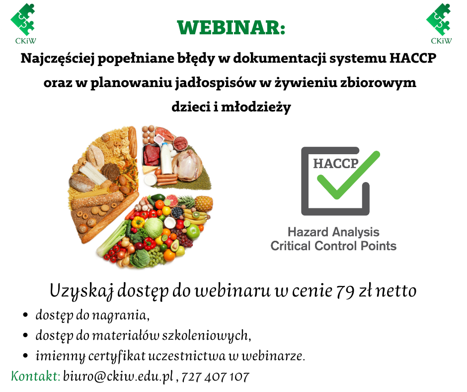 Najczęściej popełniane błędy w dokumentacji systemu HACCP oraz w planowaniu jadłospisów w żywieniu zbiorowym dzieci i młodzieży